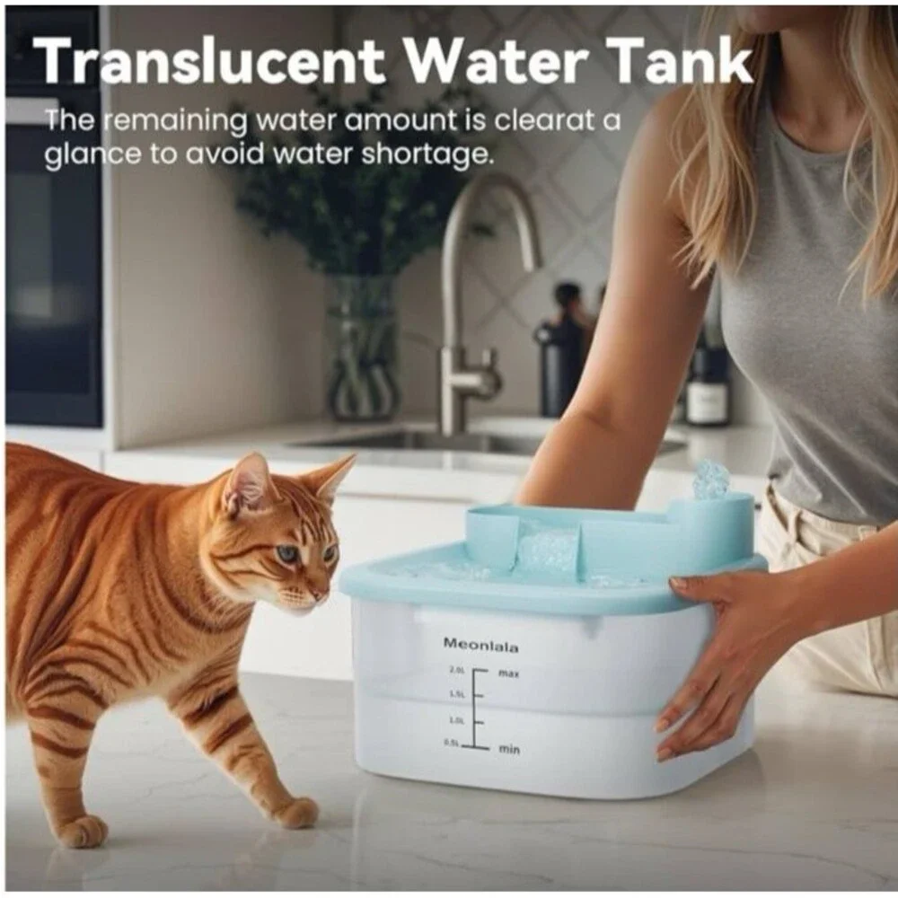 NEW Meonlala Cat Water Fountain 68 oz 2L Ultra Quiet Continuous Flow